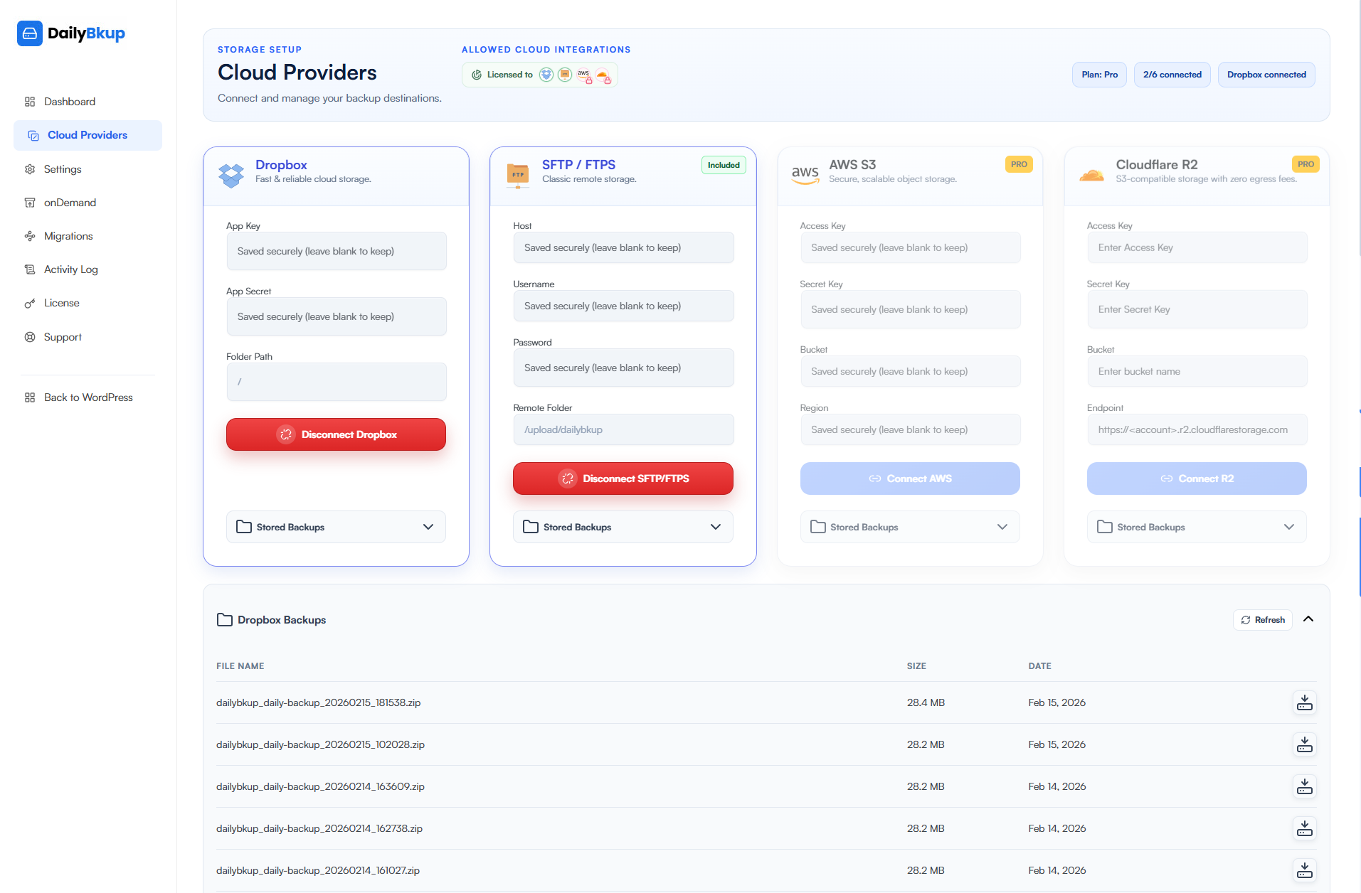 DailyBkup dashboard preview